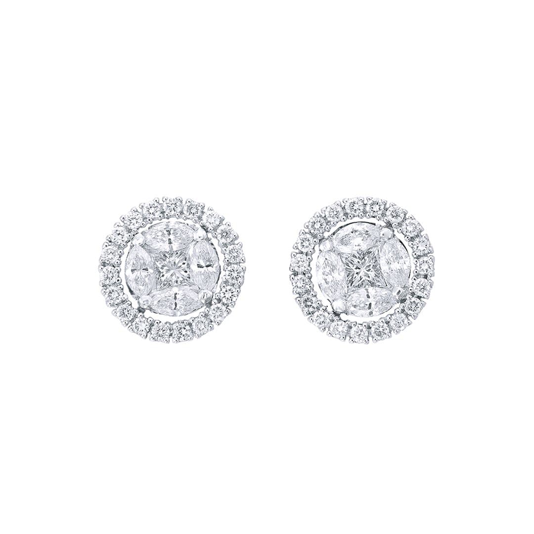 Illusion Enclosed Round Diamond Studs