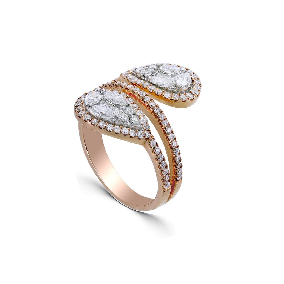 Twin Réflexion Pear Ring