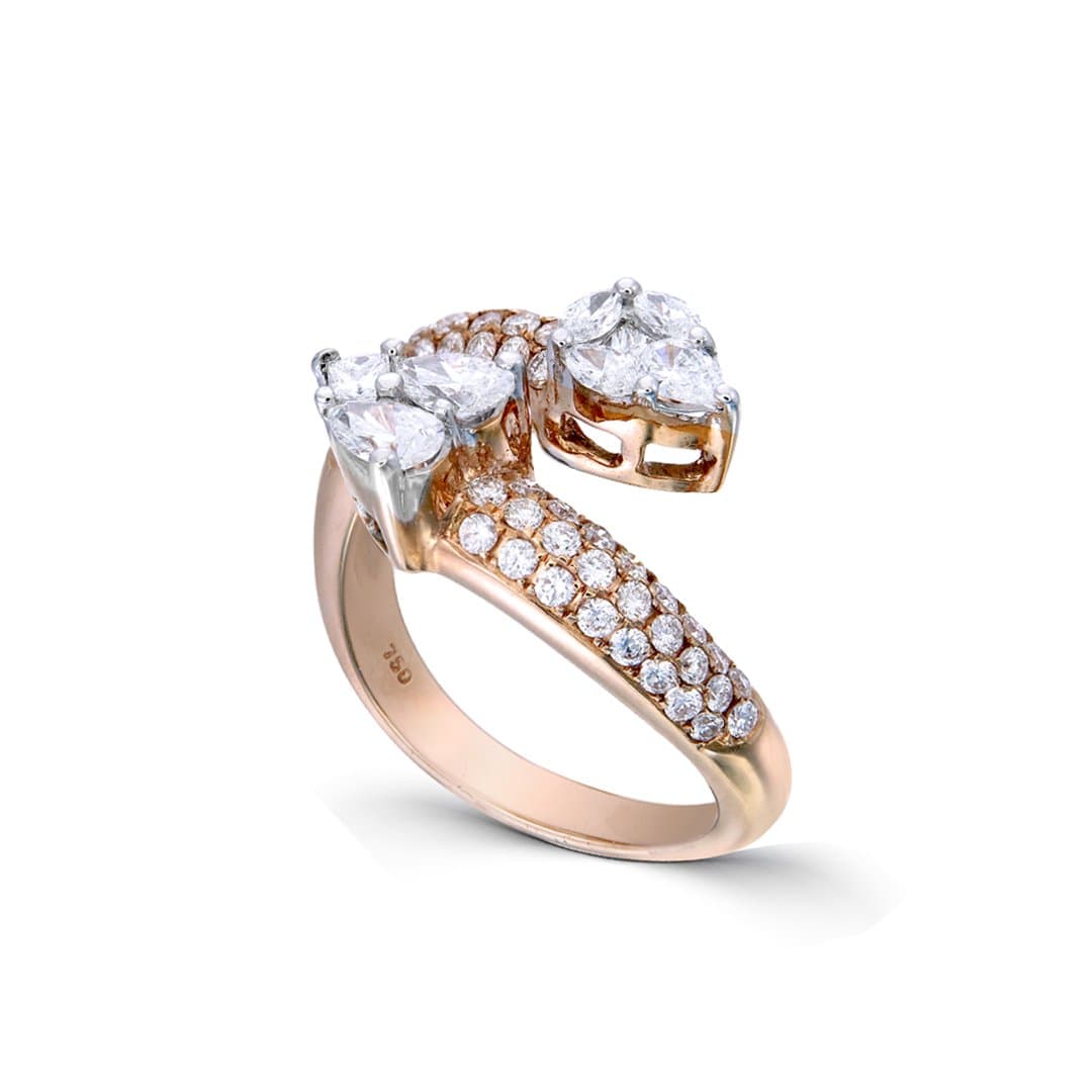 Twin Heart-Pear Ring