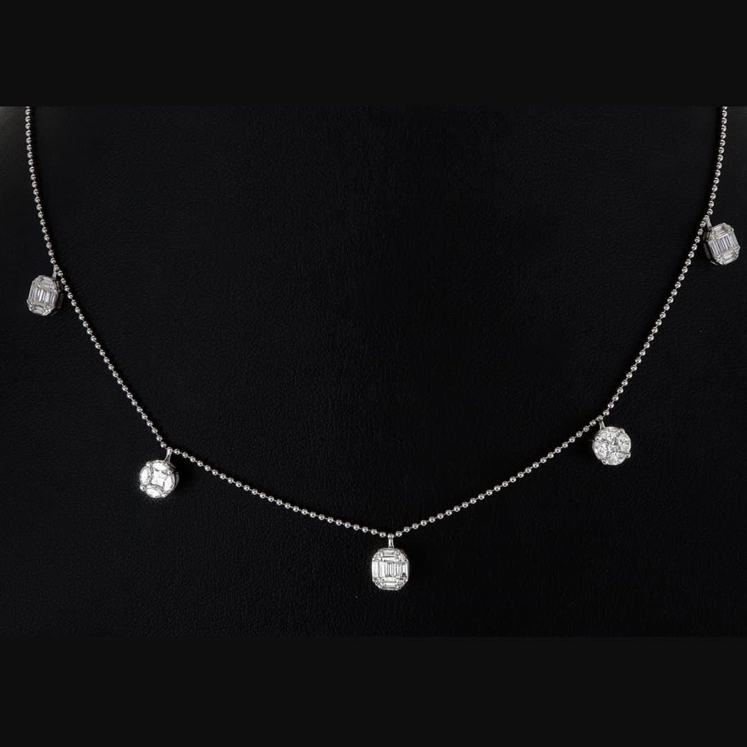 Diamond Round-Square Necklace
