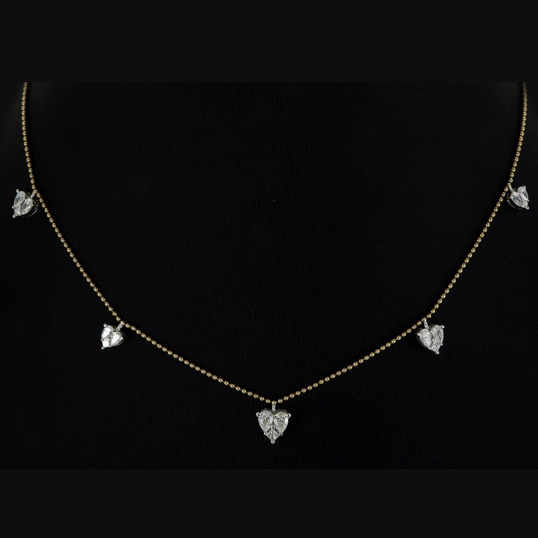 5 Heart Bling Necklace