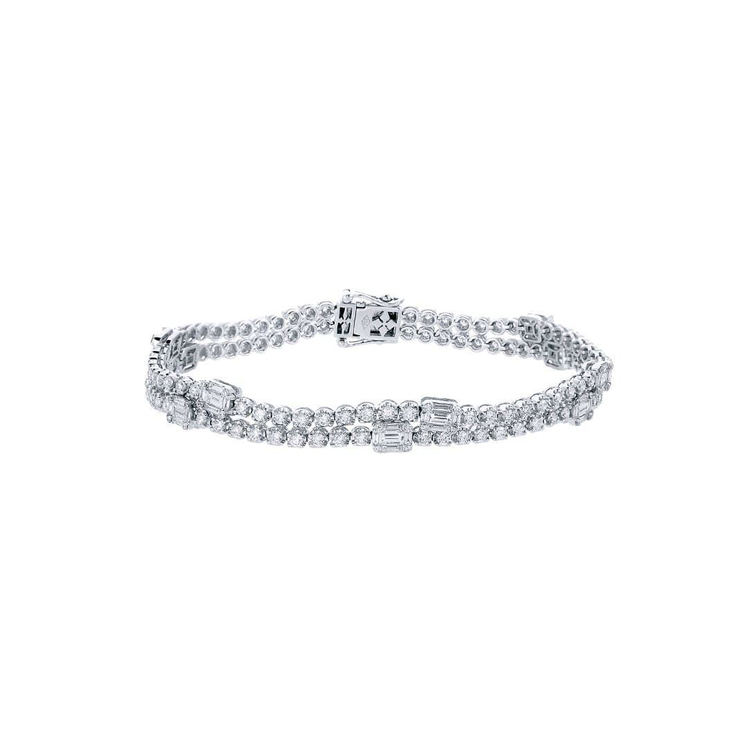 Two-Lined Tennis Square Bracelet