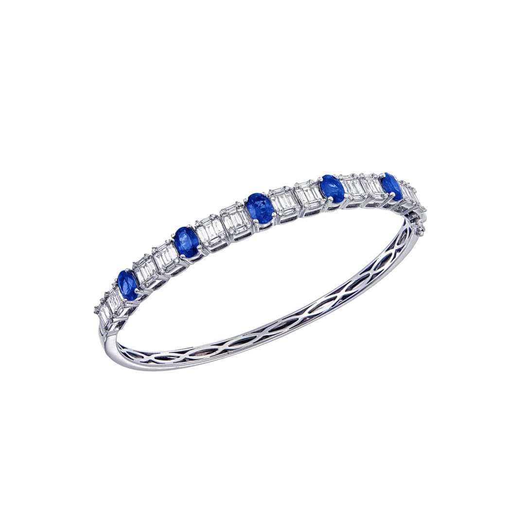 Twin Diamond & Sapphire Bangle