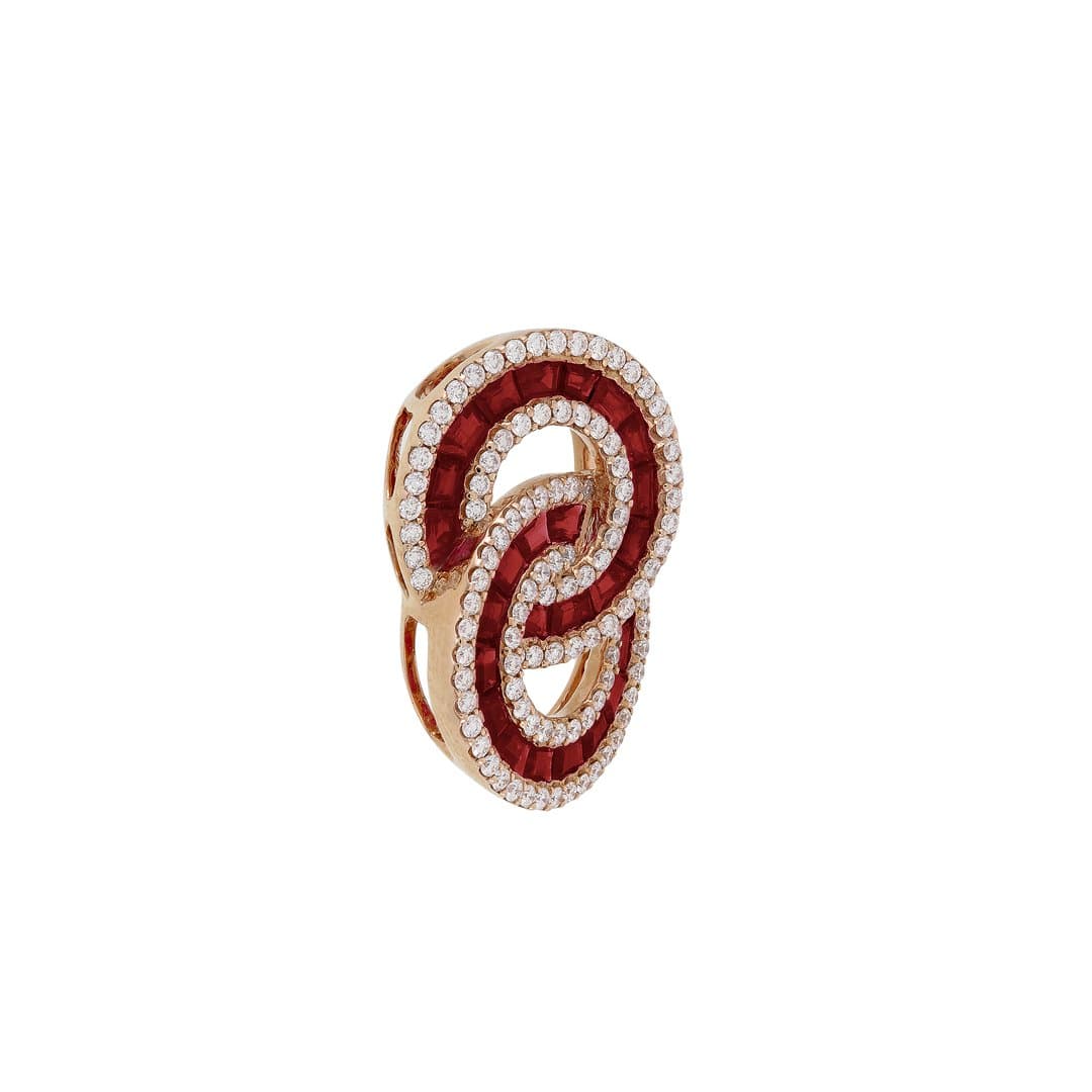 Double-Rounded Diamond & Ruby Pendant