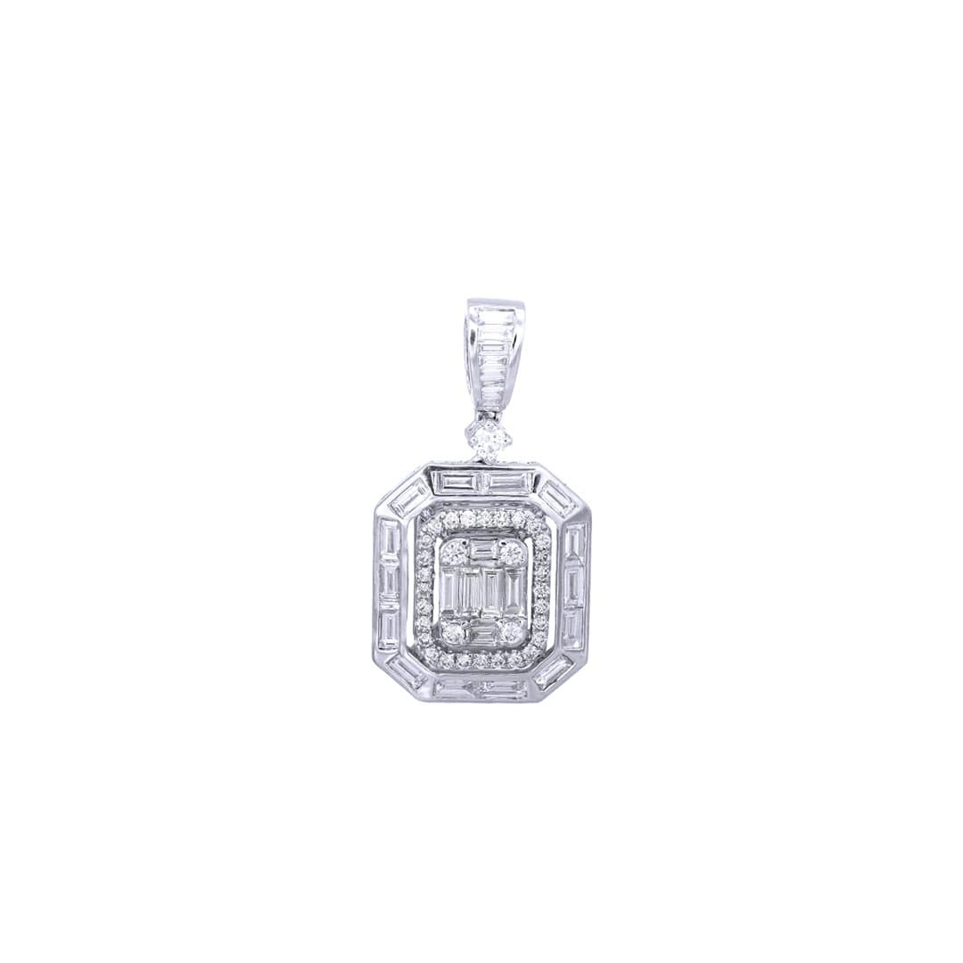 Channeled Baguette-Round Square Pendant