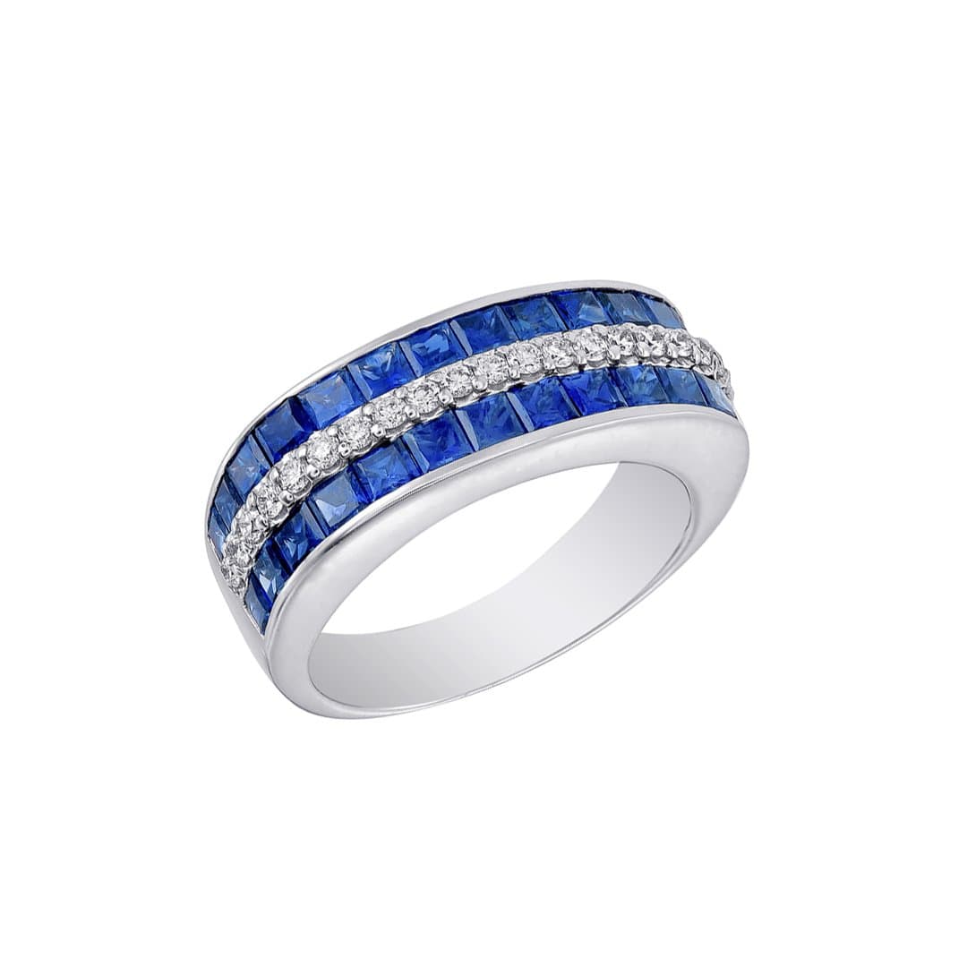 Diamond & Princess Sapphire Ring