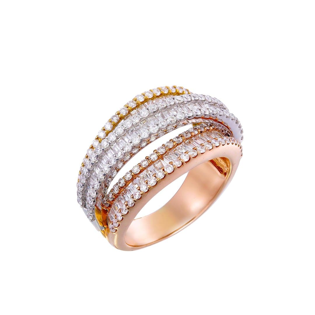 Tricolor Semi-Eternity Ring