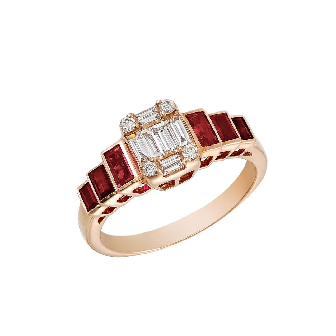 Progressive Diamond & Ruby Ring