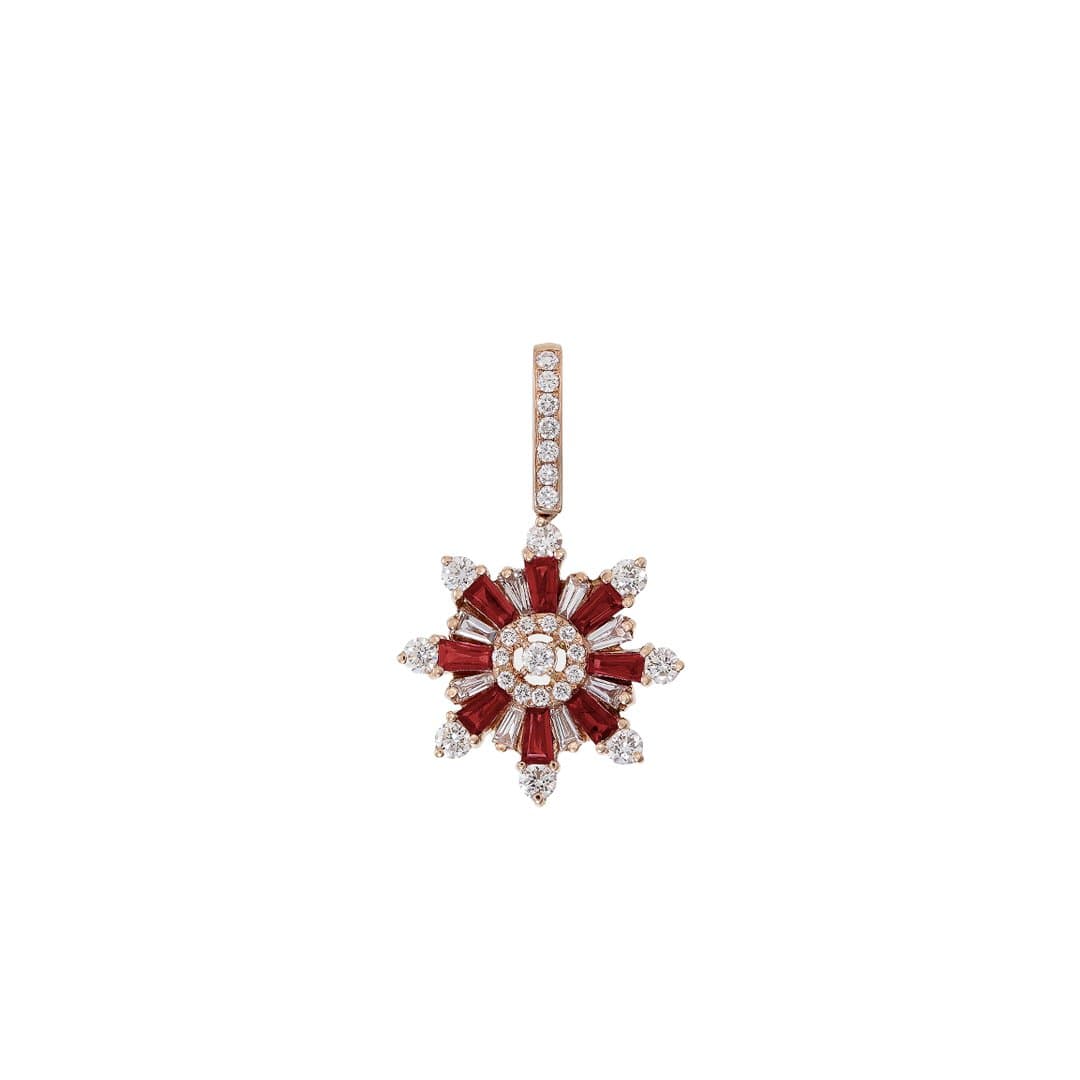 Diamond & Ruby Floret Pendant