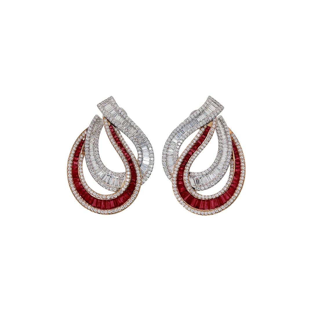 Diamond & Ruby Swerve Earrings