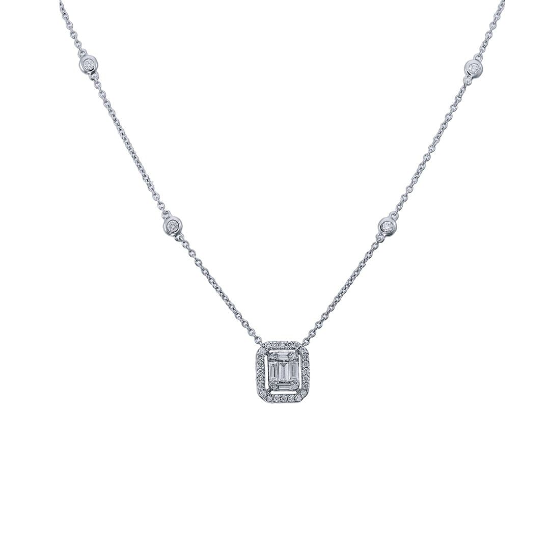 Radiant Enclosing Square Pendant Necklace