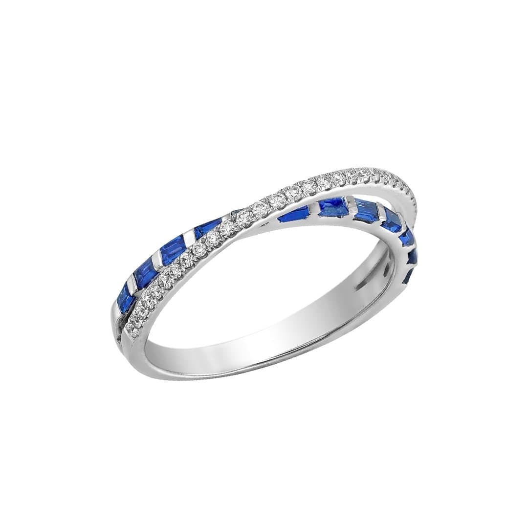 Crossover Diamond & Sapphire Ring